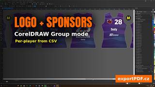 CorelDRAW Group Mode: Logo Inside Number + Per-Player Sponsors from CSV | ExportPDF