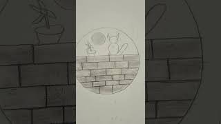 A Cat Waiting Under The Moon 🌕🐾 | Pencil Sketch Art...#shorts