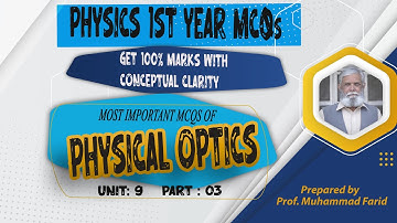 Physical Optics MCQs | 1st Year Physics MCQs | MCQs of Physics | Part 3