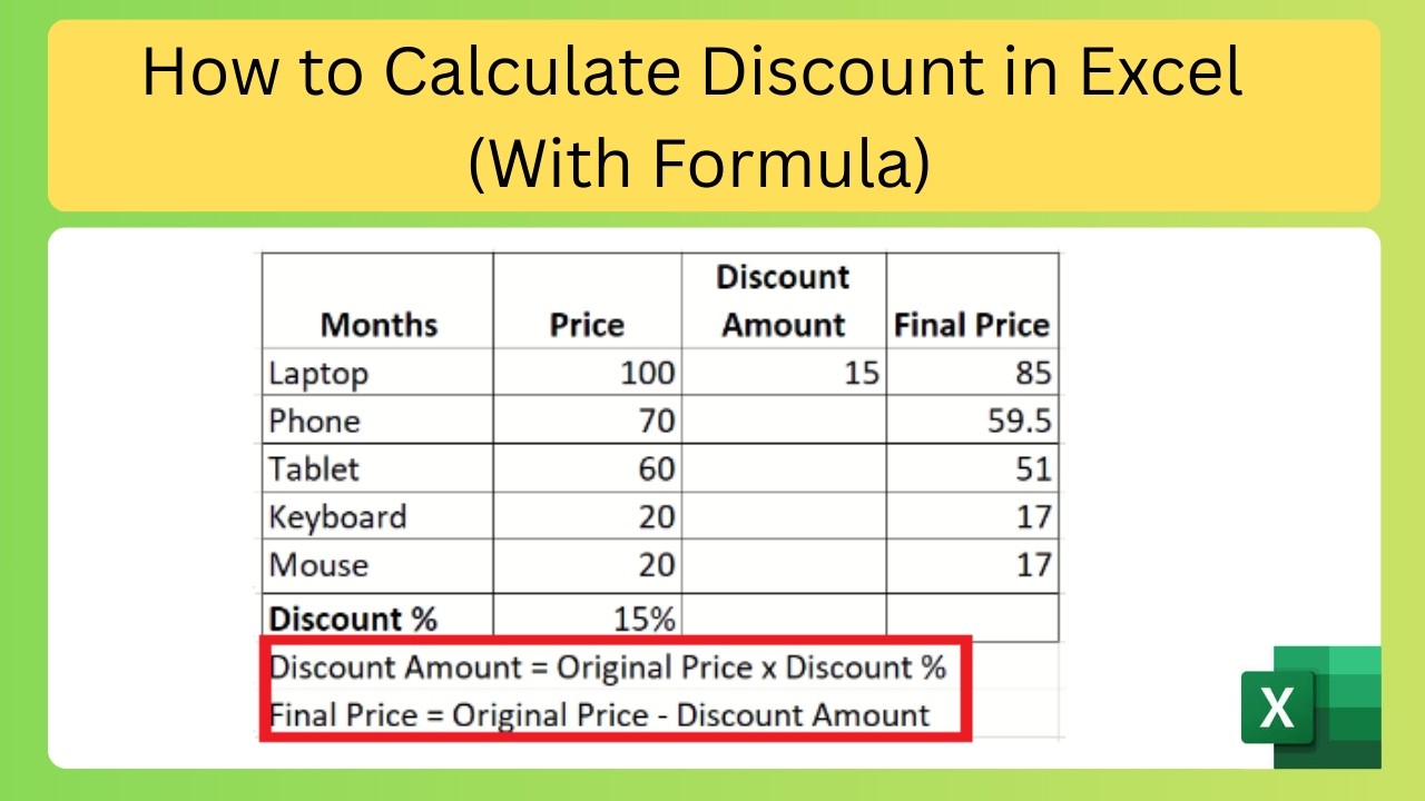 How to Calculate Discount in Excel (With Formula) - YouTube