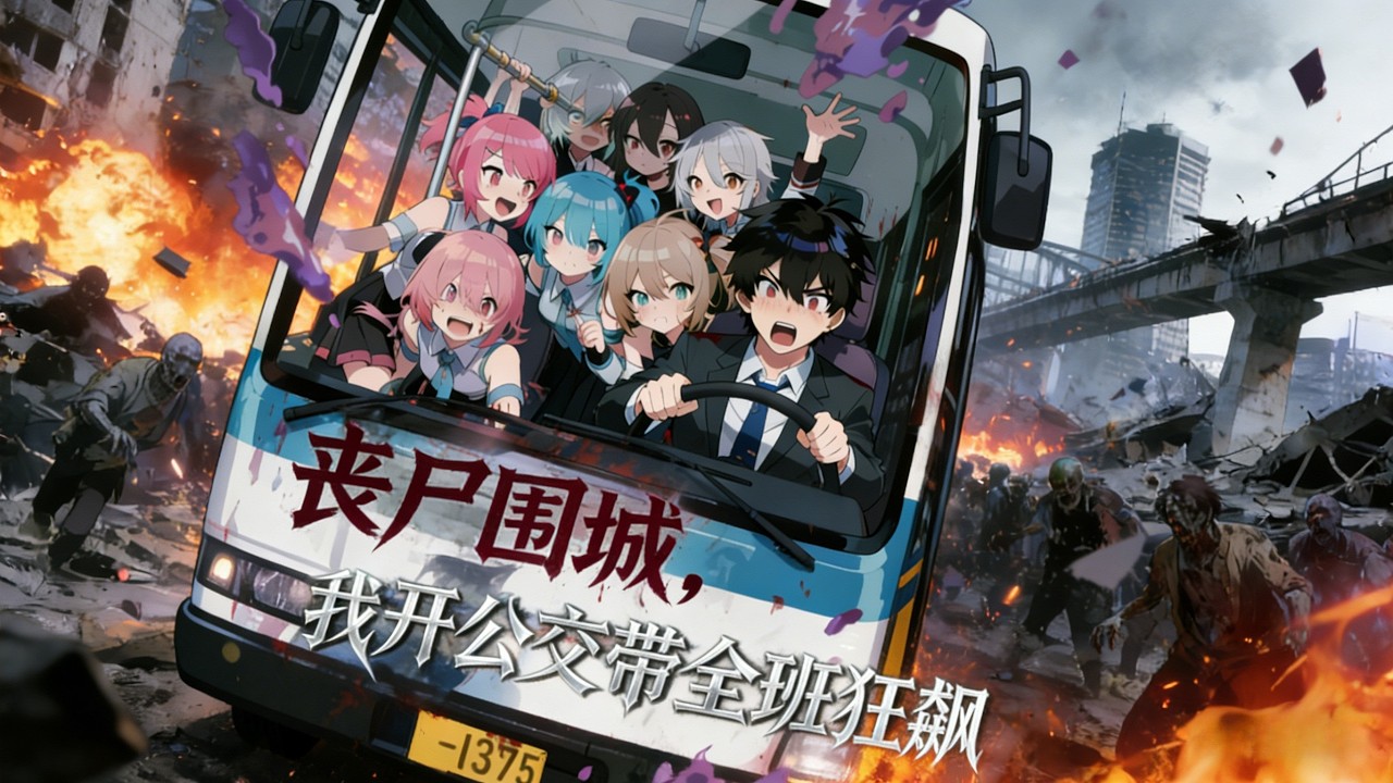 【Multi Sub】《喪屍圍城，我開公車帶全班狂飆》唯一男生載四十女生末世逃亡，暴風雪血月危機四伏，簽到覺醒 S 級，以車為盾碾破喪屍潮。#動漫 #熱門漫劇