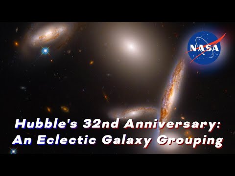 Hubble's 32nd Anniversary: An Eclectic Galaxy Grouping