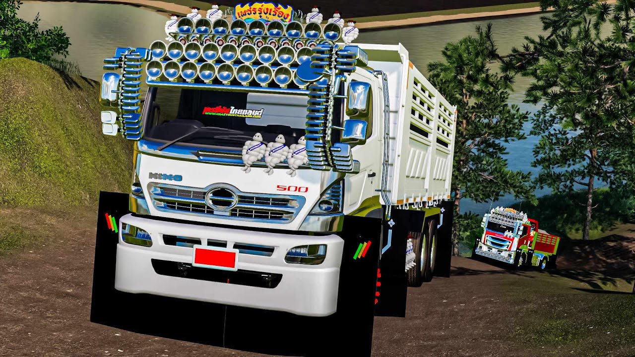 ฮีโน่380แม่เดี่ยวขนหินดันขึ้นเขาทางชันๆ - Farming simulator 19