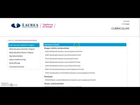 Pakki - How to find curriculums of Laurea UAS