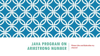 Java program on Armstrong Number