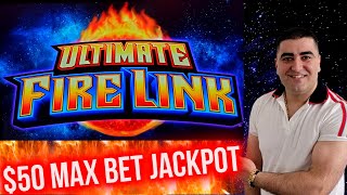 $50 Max Bet Ultimate Fire Link Slot HANDPAY JACKPOT | Live Slot Play At Casino