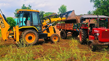 Jcb 3dx buldozer loading with stand mahindra 575 di tractor for building work @Mohantractorslife 