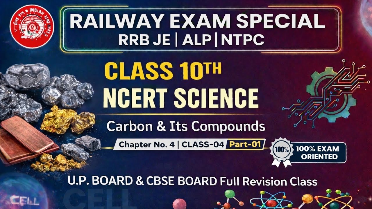 NCERT Class 10 Science Chapter 4 Carbon & Its Compounds| Part-1 | RailwayJE/NTPC | Board Exam 2026