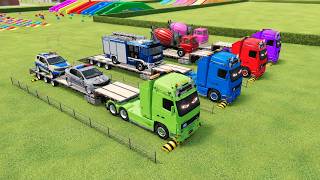 Transporting Police Cars, Fire Trucks & Mixer Trucks to the New Garage! | FS22