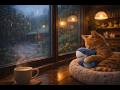 Rainy Cat Café with orange cat ☕🐱 Sleep & Study Ambience