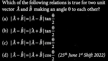 Which of the following relations is true for two unit vector hat A_{i} and B making KM DTS 17 Q6