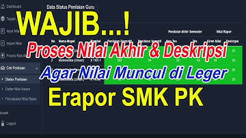 Wajib Proses Nilai Akhir dan Deskripsi agar Nilai Muncul Di Leger Erapor SMK PK