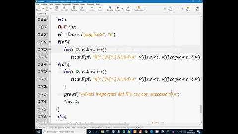 Lettura da file csv: fscanf() - lezione 4 - Linguaggio C