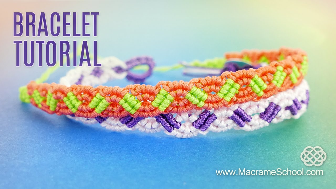 Small Wave Bracelet Tutorial by Macrame School - YouTube