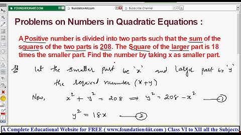 Word Problems on Numbers in Quadratic Equations - Part 1 || Class 10 Maths ICSE ||