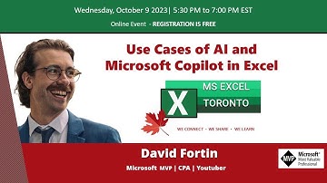 MS Excel Toronto - Use Cases of AI and Microsoft Copilot in Excel - David Fortin