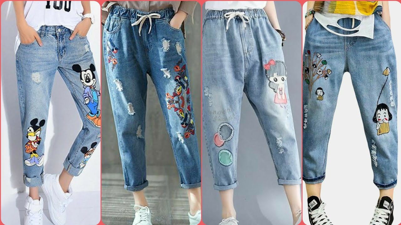 Top Stylish Latest Printed Jeans Embroidery Jeans Design For Girls & Women  