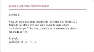 O QUE É UM ARRAY TRIDIMENSIONAL