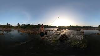 Walking to one of my favorite fishing spots at sunrise. (Apresina Sula, Suriname) [360°]