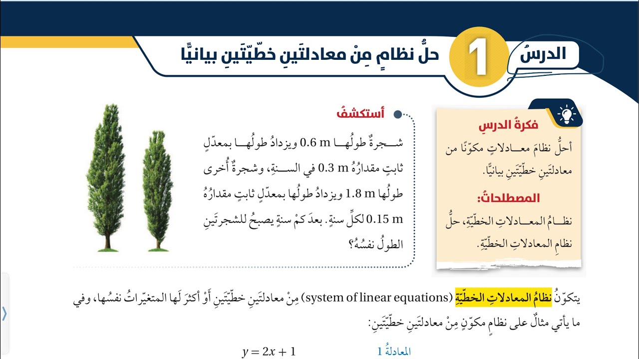 تكملة حل درس حل نظام من معادلتين بيانيا الصف الثامن الفصل الثاني 