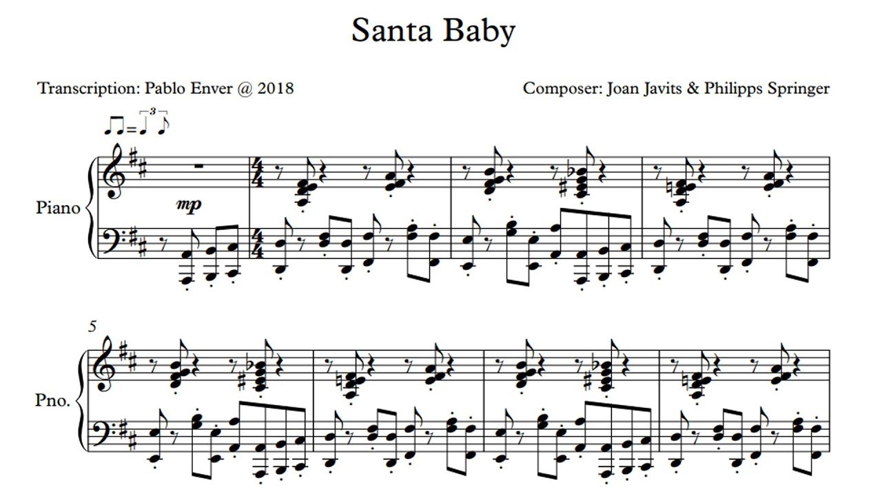 (Transcription) Santa Baby by Frances Madden (Piano)