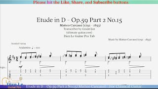 Etude in D - Op.59 Part 2 No.15 (Matteo Carcassi) - For Classical Guitar with TABs