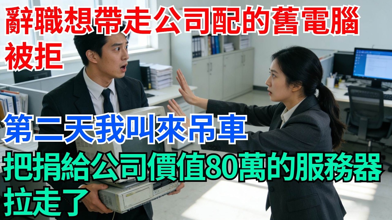 辭職想帶走公司配的舊電腦被拒，第二天我叫來吊車，把捐給公司價值80萬的服務器拉走了【奇趣天下】#職場逆襲#職場智慧#爽文職場#工作日常#完結爽文