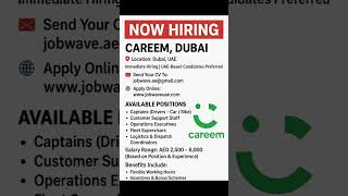 Careem UAE Jobs 2025 | Drivers, Bike Riders, Customer Support | Apply Now#jobwaveuae #dnatajobs