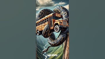 "TERRIFYING‼️ Giant Snake Hangs a School Bus Over a Cliff! 😱🐍"
