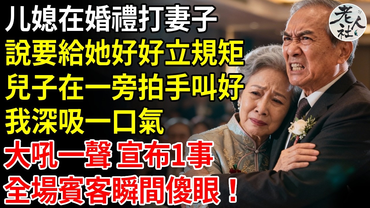 媳婦在婚禮現場打妻子，說要給她好好立規矩，兒子還在一旁拍手叫好，我深吸一口氣，大吼一聲，宣布1事，全場賓客瞬間傻眼#退休金#不肖子孫#老年生活#老人社