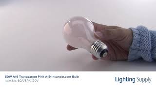 GE 60W A19 Transparent Pink A19 Incandescent Bulb (60A/SPK/120V)