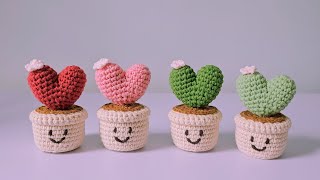 Crochet Heart Cactus Tutorial | Chenda DIY