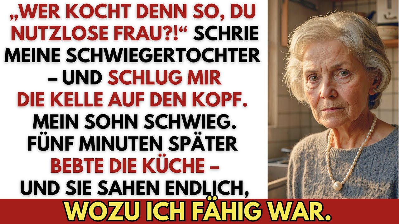 Die Kelle traf meinen Hinterkopf, während ich am Herd stand und Salz suchte. „Du kochst wie eine traurige Frau im Kirchenkeller“, zischte Sabine. Mein Sohn Wilhelm saß im Wohnzimmer, drehte den...