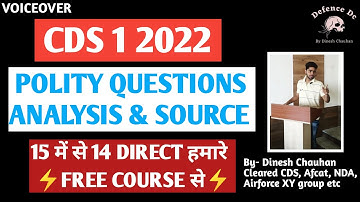 CDS 12022 POLITY QUESTIONS ANALYSIS AND THEIR SOURCE
