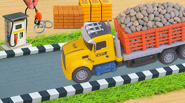DIY Hulk Builds Mini Cement Road with Truck Carrying Stones - Science Project @TinyBuilderLab