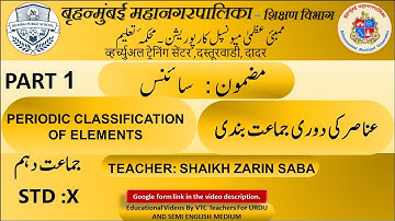 Std 10/Science 1/chp.2/Periodic classification of elements/Anasir ki doari jamat bandi by Zarin Saba