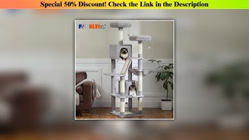 Review Large Cat Tree Tall Cat Tower for Indoor Cats Multi-Level Plush Cat Condo with Scratching Po