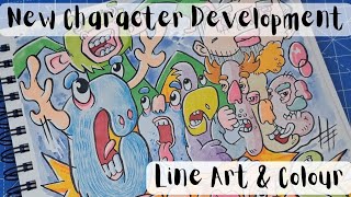 Creating Characters from Doodle Blobs | Line & Colour Drawing Process for Unique Character Design