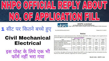 NHPC 2021 REQUIREMENTS|NHPC CATEGORY WISE APPLICATION RECEIVED|NHPC JE COMPETITION|NHPC SYLLABUS