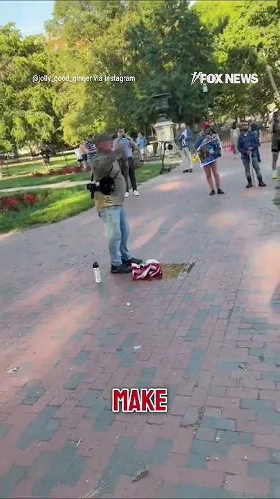 Man who identifies as a combat veteran arrested for setting fire to American flag #flag #shorts