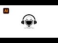 🎨 Professional Headphone & Mic Logo Design in Illustrator – Easy for Beginners