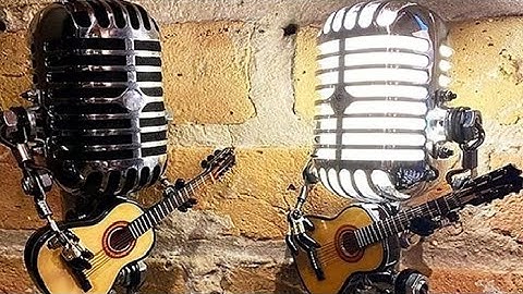 NOMGEG Electric Guitar Table Lamp, Retro Industrial Microphone Guitar Robot Lamp Review, Heavy Duty