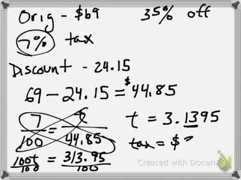 Discount, sale price, tax, final price