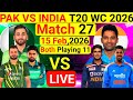 PAK VS INDIA Probably Playing 11|T20 WC 2026||Edugate Cricket||