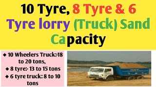 10 Tyre, 8 Tyre & 6 Tyre lorry (Truck) Sand or Aggregate capacity