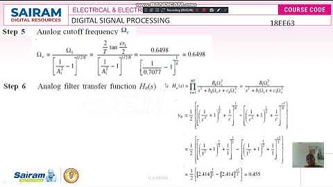 Lecture Video 5_18EE63 -Module-4_Problem-3 on IIR Filter_D A Vennila