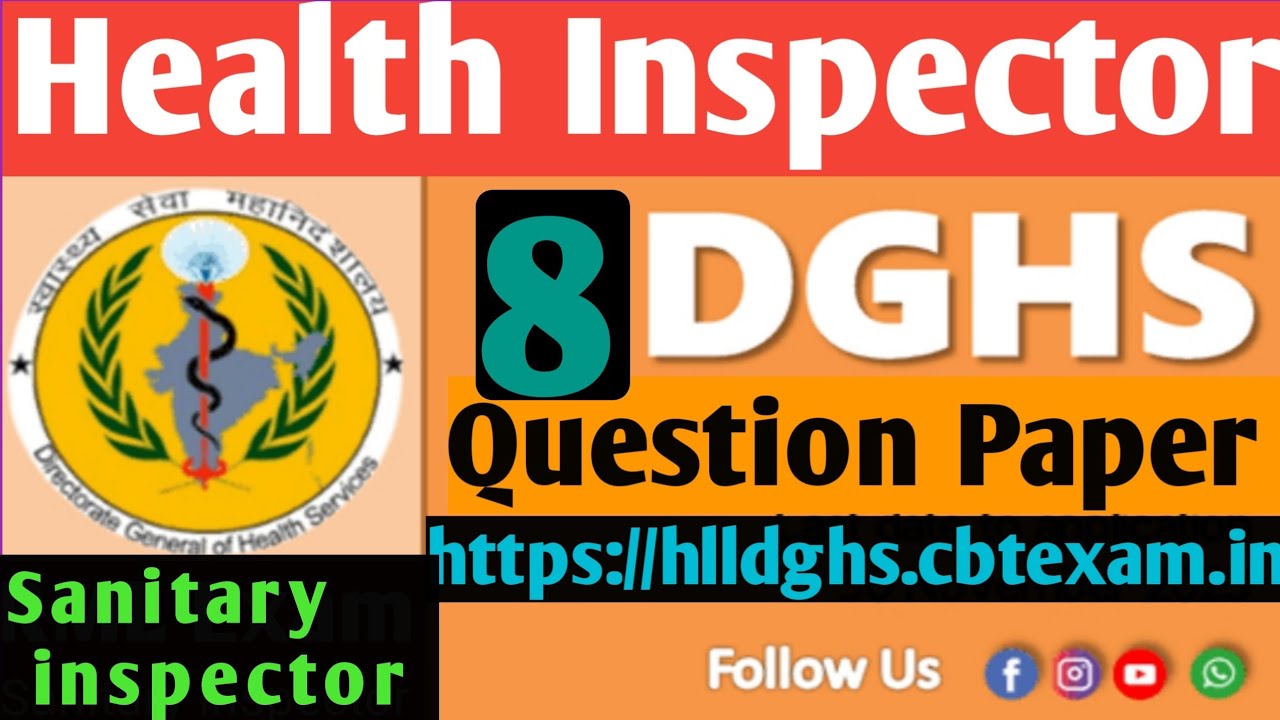 Dghs Health Inspector important MCQ/ Dghs question paper 2023 YouTube