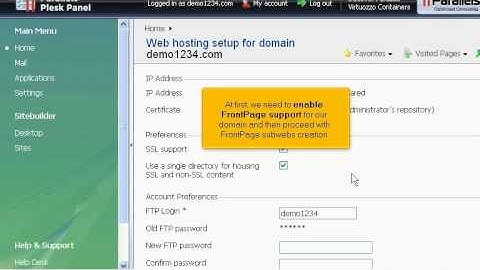 micfo | how to create FrontPage subwebs in Plesk