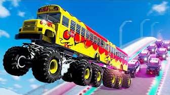 The Ultimate Monster Truck Jumping Marathon #2: 60+ Cars Go Airborne [30 min] - Beamng drive