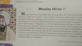 Récit historique : Moulay Idrisse premier, page 22 de la 1ère année du collège. Lheure de français.
